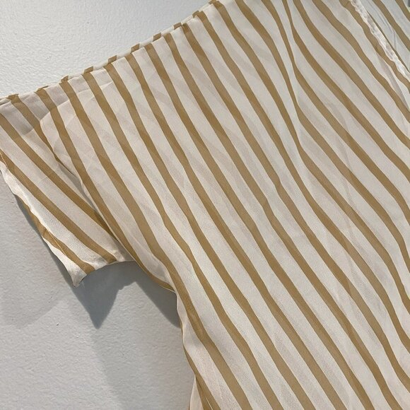 Sapphire Silhouette Gold and White Striped Sheer Blouse - Size Medium? - Picture 6 of 7
